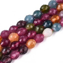 天然染め白翡翠ビーズ連売り  バレル  多面カット  赤ミディアム紫  5.5~6.5x5~5.5mm  穴：1~1.2mm  約57~61個/連  13.98~14.17''（35.5~36センチメートル）&nbsp;G-T142-89D
