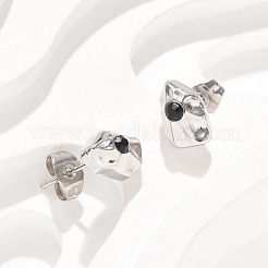 304ステンレススチールスタッドピアス  ラインストーン付き  ナゲット  ステンレス鋼色  10x6.5mm&nbsp;EJEW-F361-08P