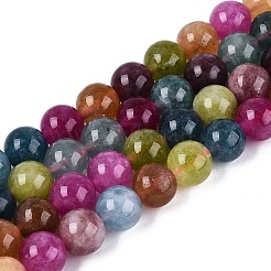 天然石クォーツビーズ連売り  染め  スムーズなラウンド  ミックスカラー  8~8.5mm  穴：1~1.2mm  約46~48個/連  14.96~15.35インチ（38~39cm）&nbsp;G-N363-8mm-06