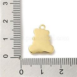 Oval/Bear Brass Pave Natural White Shell Pendants&nbsp;KK-D095-04B-G