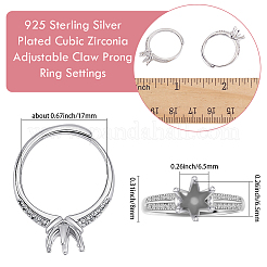 4Pcs Brass Micro Pave Cubic Zirconia Adjustable Rings Settings&nbsp;KK-BBC0023-81