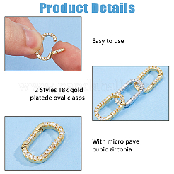 4Pcs 2 Colors Brass Micro Pave Cubic Zirconia Clasps&nbsp;KK-HS0015-11
