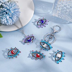 6Pcs 3 Colors Glass Seed Beaded Pendants&nbsp;PALLOY-GO00026