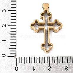 304ステンレスペンダント  クロス  イオンプレーティング（ip）  ゴールドカラー  32x20x4mm  穴：3mm&nbsp;STAS-K311-10D-G