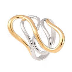 女性用304ステンレススチールオープンカフリング  黄金＆ステンレススチール  30x16mm  18mm&nbsp;RJEW-K321-01I