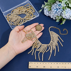 2Pcs Bohemian Brass Full Crystal Rhinestone Tassel Anklets for Women&nbsp;AJEW-PH0007-81G