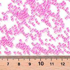 11/0 FGBグレードA透明ガラスシードビーズ  内側の色  ABカラーメッキ  ショッキングピンク  2.3x1.5mm  穴：1mm  約5380/50g&nbsp;X-SEED-N001-E-304