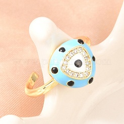 Brass Micro Pave Cubic Zirconia Cuff Open Rings for Women&nbsp;RJEW-K264-16G-01