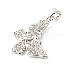 Brass Micro Pave Clear Cubic Zirconia Pendants&nbsp;ZIRC-P094-12P-RS