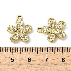 合金クリスタルラインストーンペンダント  花のチャーム  UVメッキ  ゴールドカラー  花  17.5x15.5x3mm  穴：1.6mm&nbsp;ALRI-T012-04D-G