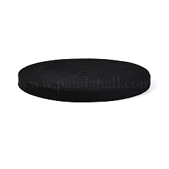平らなポリコットンリボン  服飾材料  ブラック  1インチ（25mm）&nbsp;OCOR-WH0003-019E
