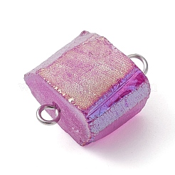 Electroplated Natural Quartz Beads Connector Charms&nbsp;PALLOY-JF02457-02