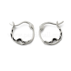 女性用 925 スターリングシルバー フープ イヤリング  ヘビ  プラチナ  15x13x2mm&nbsp;EJEW-K307-01P