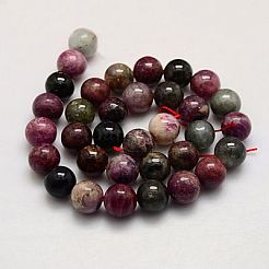 天然石トルマリンビーズ連売り  ラウンド  6mm  穴：1mm  約63個/連  15.75