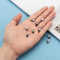 変色しにくい304ステンレススチールコードエンド  エンドキャップ  ステンレス鋼色  10x6mm  穴：2mm  内径：5mm&nbsp;STAS-M250-05