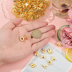 金属で覆われたプラスチック製のスライドチャーム  文字ビーズ  ゴールドカラー  12~12.5x4.5~12x4.5mm  穴：8x1.7mm  133 G /セッティング&nbsp;KY-CA0001-61