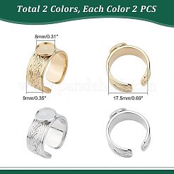 4Pcs 2 Colors 304 Stainless Steel Open Cuff Ring Findings&nbsp;STAS-UN0038-04
