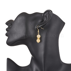 Round Natural Yellow Jade Dangle Earrings&nbsp;EJEW-JE06464