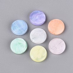 光沢のあるツートンカラーの透明アクリルビーズ  フラットラウンド  暗闇で光る  グリッターパウダー付き  ミックスカラー  20x5mm  穴：2mm  約280個/500g&nbsp;OACR-Q199-36