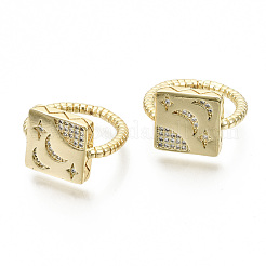 Brass Micro Pave Clear Cubic Zirconia Cuff Rings&nbsp;RJEW-S045-026G-NR