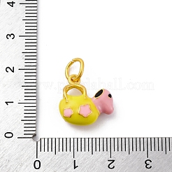 合金エナメルチャーム  丸カン付き  ゴールドカラー  犬  15x15x6.5mm  穴：5.5mm&nbsp;LS-ENAM-E362-03C