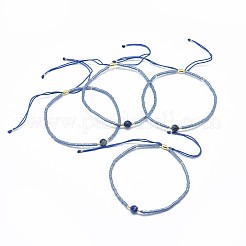 Adjustable Natural Lapis Lazuli Braided Bead Bracelets&nbsp;BJEW-F391-A10
