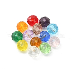 200個のファセットロンデル透明ガラスビーズ  ミックスカラー  6x4mm  穴：1mm&nbsp;GLAA-YW0001-83