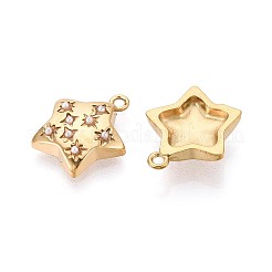 304ステンレススチールチャーム  スター  ABSの模造パールと  イオンプレーティング（ip）  18KGP本金メッキ  14x12.5x3.5mm  穴：1.2mm&nbsp;STAS-N115-45G