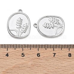 304ステンレスペンダント  花柄チャーム  オーバル  21x16x2mm  穴：1.4mm&nbsp;STAS-F342-03D-P