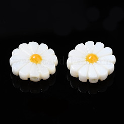 天然淡水シェルビーズ  エナメル  花  ゴールド  12~13x3~4mm  穴：0.9mm&nbsp;SHEL-N026-143A-149D