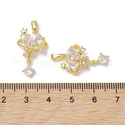 真鍮マイクロパヴェクリアキュービックジルコニアペンダント  カドミウムフリー＆ニッケルフリー＆鉛フリー  ティアドロップチャーム  18KGP本金メッキ  22x14x6mm  穴：5x2.8mm&nbsp;KK-K360-10G