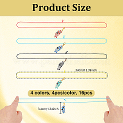 16個 4色 ポリエステル ノート用 伸縮性ロープ  合金エナメルペンダント付き  ミックスカラー  340mm  4個/カラー&nbsp;HJEW-OC00387