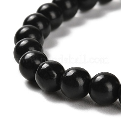 天然シュンガイトの丸いビーズのストレッチブレスレット  内径：2-3/8インチ（6cm）&nbsp;BJEW-NH0001-01B