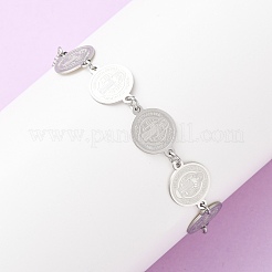 Religion 304 Stainless Steel Link Bracelets for Women&nbsp;BJEW-F524-03P