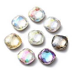 K9ガラスラインストーンカボション  尖ったバック＆バックメッキ  正方形  ミックスカラー  18x18mm&nbsp;RGLA-P035-03C-M