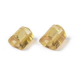 透明ガラスビーズ  三角形  三角穴  ゴールデンロッド  4x3.5mm  穴：1.2mm  約4500個/袋&nbsp;SEED-S039-01A-02