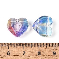 透明ガラスビーズ  ハート  多面カット  グリッターパウダー付き  カラフル  13x14.5x8mm  穴：1.4mm＆1.5mm  約606個/1000g&nbsp;GLAA-T028-03F