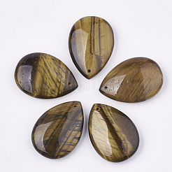 天然石タイガーアイペンダント  ティアドロップ  34~35.5x24~25x9mm  穴：1mm&nbsp;G-S336-72G