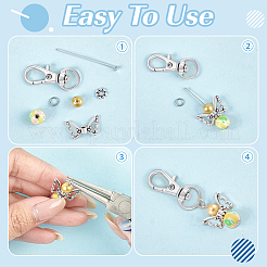 DIY天使のペンダントデコレーションキット  ガラスパールビーズを含む  合金製回転式ナスカンカニカン  アクセサリー工具ニッパー/ヤットコ  チベットスタイルの合金パーツ  ミックスカラー  31x12.5x5.5mm  穴：5x9mm&nbsp;DIY-PH0033-67