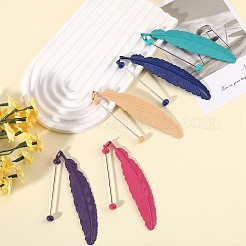 11Pcs 11 Colors Spray Printed Alloy Feather Pendant Bookmarks&nbsp;AJEW-SZ0002-64