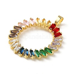 Brass Micro Pave Cubic Zirconia Pendants&nbsp;KK-P320-02G-01