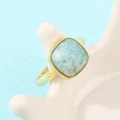 Natural Amazonite Finger Rings with Brass Findings&nbsp;G-H353-04G-03
