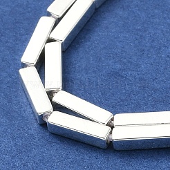 電気めっき合成非磁性ヘマタイト ビーズ 連売り  直方体の  銀メッキ  8x2x2mm  穴：1mm  約51個/連  16.22''（41.2センチメートル）&nbsp;G-U003-05