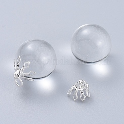 フラワーラックメッキ真鍮チャームベイル  銀色のメッキ  8x8mm  穴：3mm&nbsp;X-KK-L102-27S