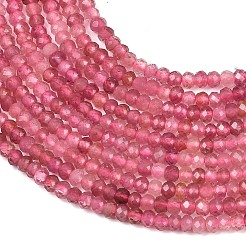 ファセット加工されたロンデル天然ピンクトルマリンビーズ連売り  グレードAA  3x2mm  穴：0.7mm  約181~182個/連  14.88~14.96''（37.8~38センチメートル）&nbsp;G-F289-45-01