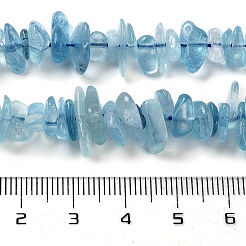 天然アクアマリンチップさざれビーズ連売り  5~14x4~10mm  穴：1mm  約39~40 CM&nbsp;G-E271-96