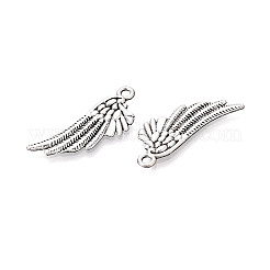 合金のチベット風チャーム  翼のチャーム  カドミウムフリー＆鉛フリー  アンティークシルバー  29x11x1.5mm  穴：1.8mm&nbsp;TIBE-N014-13AS