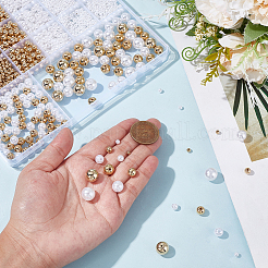 DIYラウンドABSプラスチック模造真珠とCCBプラスチックビーズファインディングキット  ミックスカラー  4~12mm  穴：1.6~2.3mm&nbsp;DIY-PA0001-10