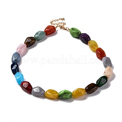 Colorful Resin Nuggets Beaded Necklaces for Women&nbsp;NJEW-U013-07G
