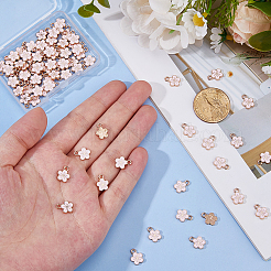 80本合金エナメルチャーム  鉛フリー＆カドミウムフリー  ゴールドカラー  花のチャーム  パールピンク  11.3x9x1.5mm  穴：1.6mm&nbsp;ENAM-DC0002-17B